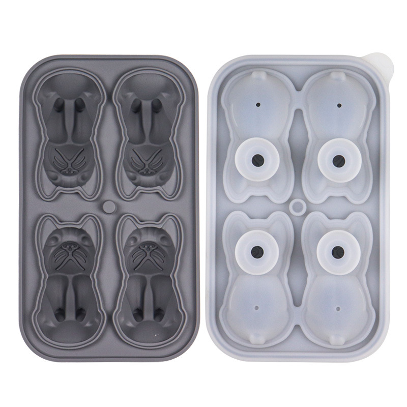 Bandeja de Hielo de Silicona, Molde Transparente para Bolas de Hielo, Cubitos de Hielo para Whisky, Bandeja de Hielo Grande de Silicona con Forma de Perro Bulldog Corgi