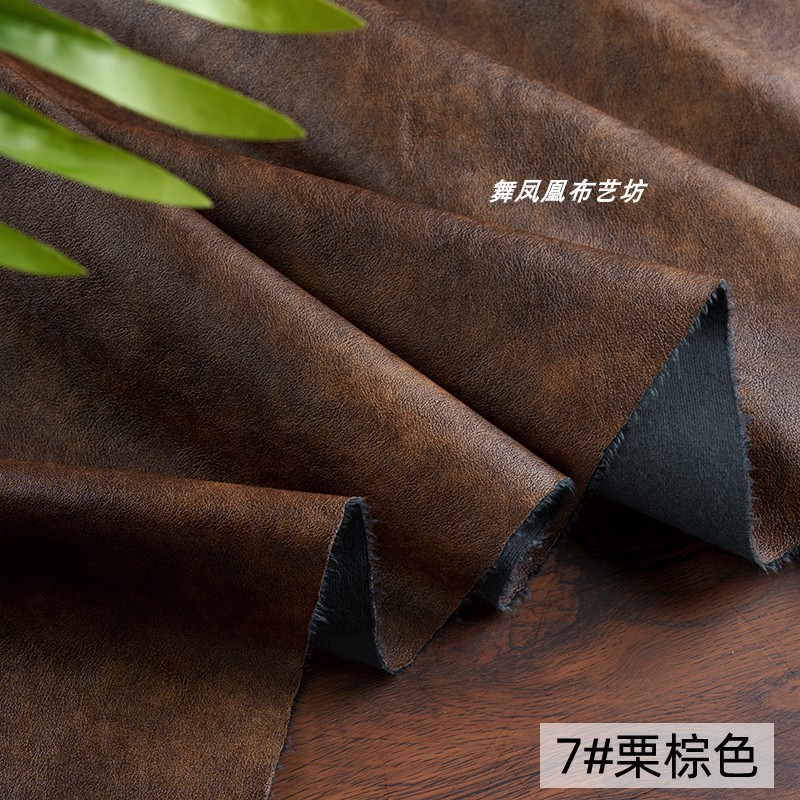 Chestnut Brown Vintage Distressed Leather - Soft Waterproof PU Fabric for European & American Style Leather Jackets, Skirts, and Trendy Bags - Thumbnail 6