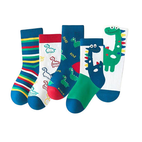 Children's Socks Autumn and Winter New Medium Tube Long Dinosaur Spring and Autumn Boys Girls Baby Middle and Large Children's Socks Cartoon Wholesale
