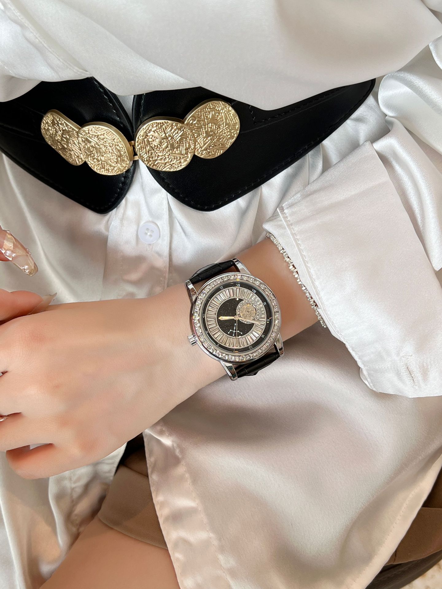 Black Swan Men's Mechanical Automatic Watch With Leather Strap_voghion.com