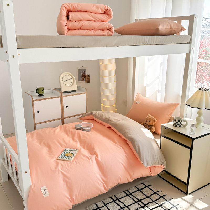 Verano de algodón simple cama de estudiante traje de tres piezas de algodón 2025 nuevo dormitorio individual funda de edredón traje de cuatro piezas