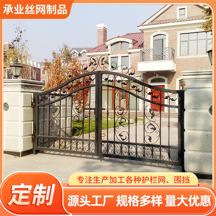 Custom Wrought Iron Gate for Villa, Thickened Light Luxury Modern Wrought Iron Entrance Door, European-Style Vintage Carved Courtyard Gate Custom Wrought Iron Gate for Villa, Thickened Light Luxury Modern Wrought Iron Entrance Door, European-Style Vintage Carved Courtyard Gate