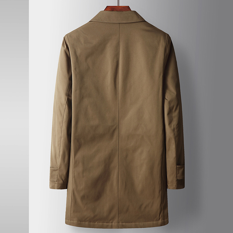 Men's Clothing Men's windbreaker autumn and winter mid length lapel white duck Silk cotton lining thickened middle aged and young business warm jacket_voghion.com