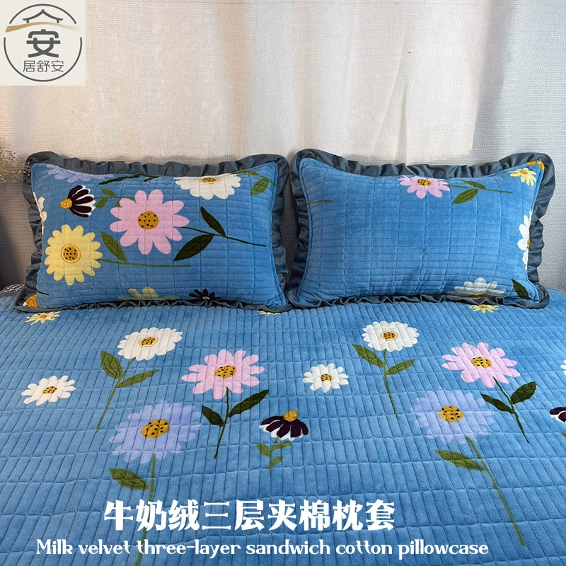 Оптовые наволочки из утолщенного молочного бархата, пара кружевных стеганых наволочек на молнии на флисовой подкладке 48*74 см, одинарные и двойные