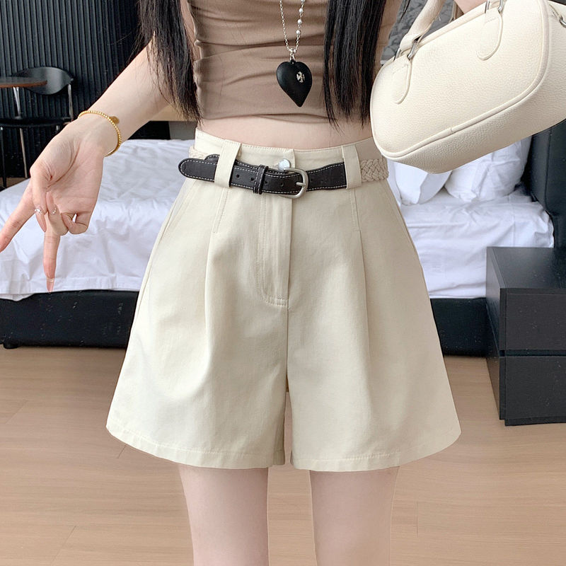 Washed Cotton Suit Shorts for Women, Summer High-Waisted Slimming Wide-Leg A-Line Pants, Solid Color Casual Loose Workwear Five-Point Shorts Washed Cotton Suit Shorts for Women, Summer High-Waisted Slimming Wide-Leg A-Line Pants, Solid Color Casual Loose Workwear Five-Point Shorts