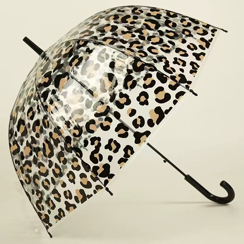 Apollo Transparent Umbrella Fashion Leopard Print Umbrella Windproof Rainproof Arch Umbrella Automatic Straight Long Handle Umbrella Sunny and Rainy Umbrella