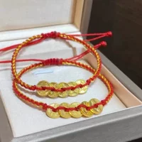 Золотое золото 999 браслет Five Emperor Coin 3D Жесткие золотые монеты Аксессуары Золото Год Транспортер DIY Плетеная ручная веревка оптом