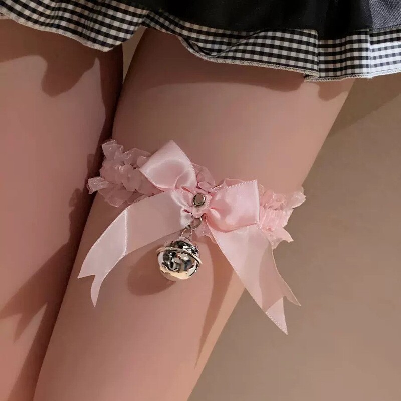 Subculture Candy-Colored Bell Bowknot Choker Pure Desire Lace Neck Ring Accessories Y2K Spicy Girl Lolita Leg Ring