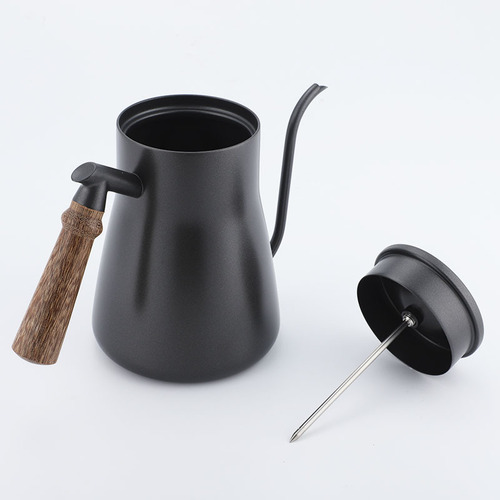 304 stainless steel Teflon hand brewing kettle, wooden handle hand pouring kettle, household narrow mouth kettle, drip coffee hand pouring kettle