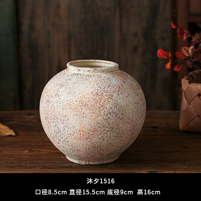 セラミック花瓶、レトロなわびさびスタイルのB&B装飾、中世の粗い陶器アートフラワーアレンジメント、家庭用家具、陶器のポット