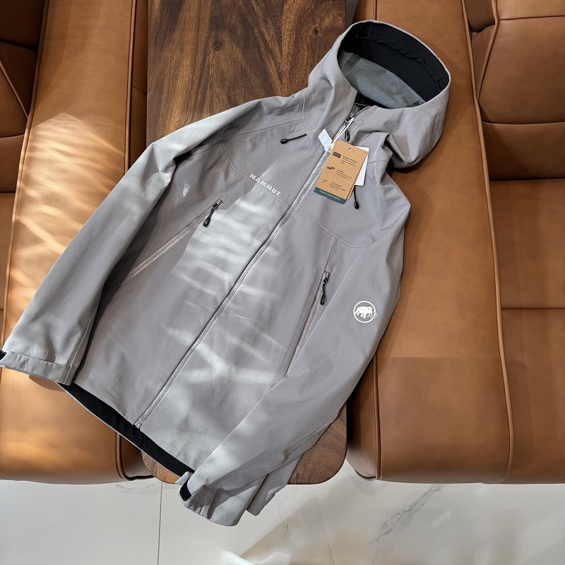 Mammoth primavera y otoño chaqueta de chaqueta de caparazón suave de goma de presión completa para hombre chaqueta deportiva con capucha suelta al aire libre a prueba de agua marea