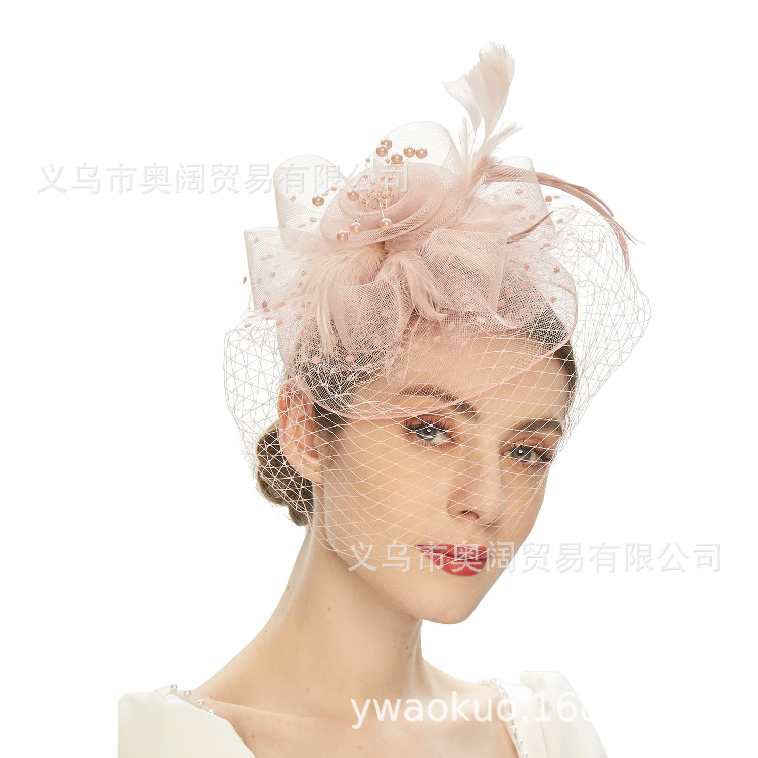 Feather Headdress, Bridal Hair Accessories, Mesh Headdress, Popular Amazon Bridal Hat, Horse Racing Festival Linen Headdress, Hair Accessories