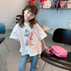 Children's Short Sleeve T-Shirt 2023 New Spring Outfit Korean Style Loose Base Shirt Baby Spring and Summer Outfit Trendy Top
