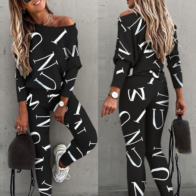 Letter printing long sleeve suit NSAXE43922