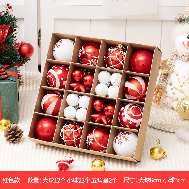 クリスマス装飾品6 cm3cm箱入り彩色絵球クリスマスツリー円球ペンダント明るい球ショーウインドーシーン配置|undefined