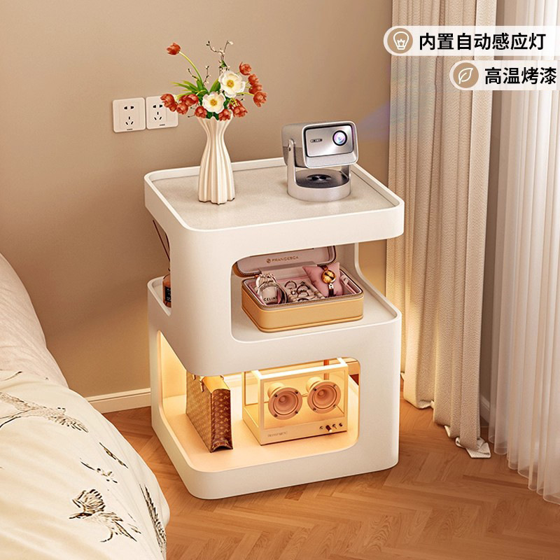 Taberna de cama dormitorio doméstico 2025 nuevo reemplazo pequeño metal forjado sofá borde varios estantes