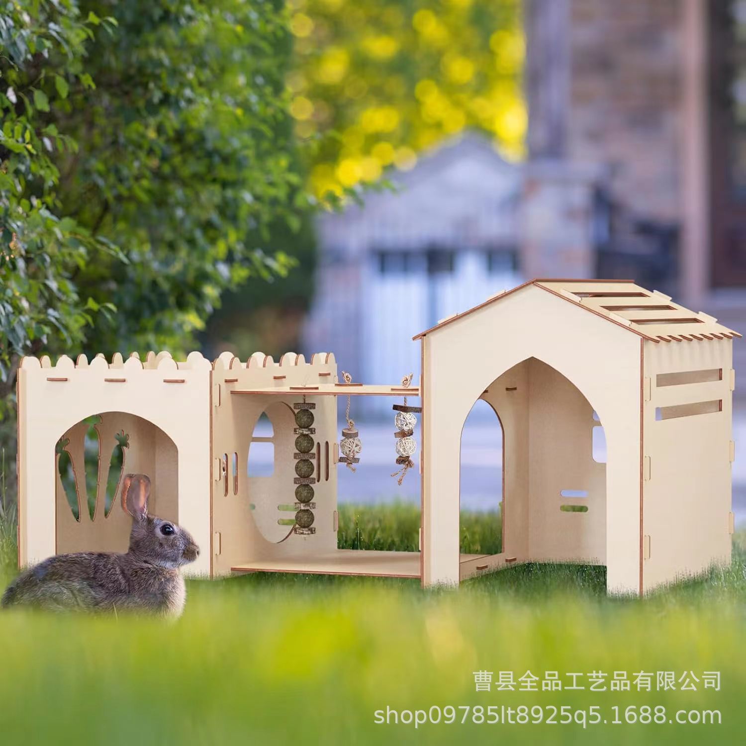 Castillo de conejo desmontable Casa de conejo ensamblada Casa de conejillo de indias Casa de refugio de conejillos de indias Casa para mascotas de madera de gran tamaño