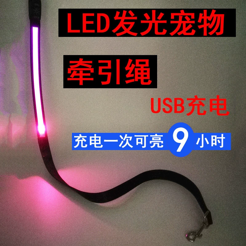 Поставки для животных оптом светодиодный светящийся поводок USB зарядка фонарик поводок среднего и большого размера для собак
