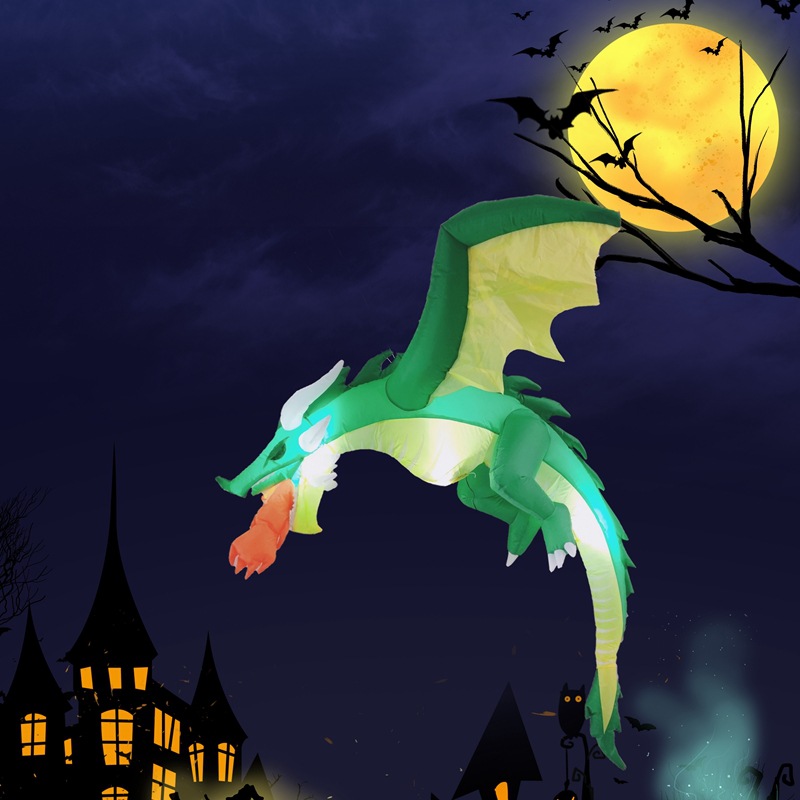 Halloween decoración apoyos volando adornos dragón inflable fantasma Festival luminoso Halloween volando dragón modelo