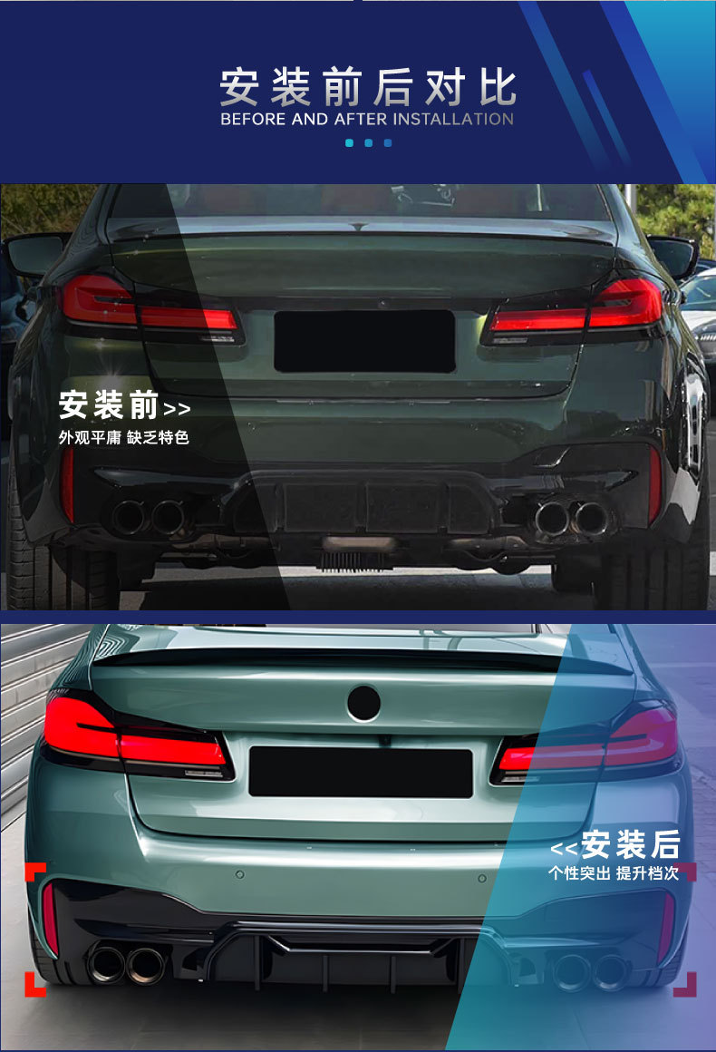 Suitable for Bmw 5 Series G30 G31 Sport Edition Mp Front Lip, Corner Light Eyebrow, Center Grille, Side Skirt, Rear Lip, Rear Wing Modification Parts