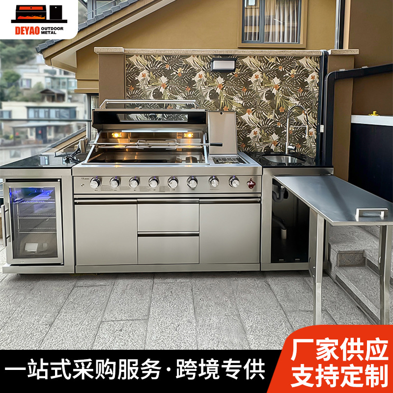 Jardín al aire libre patio horno de barbacoa de gas de doble propósito villa BBQ rack horno integral gabinete de cocción