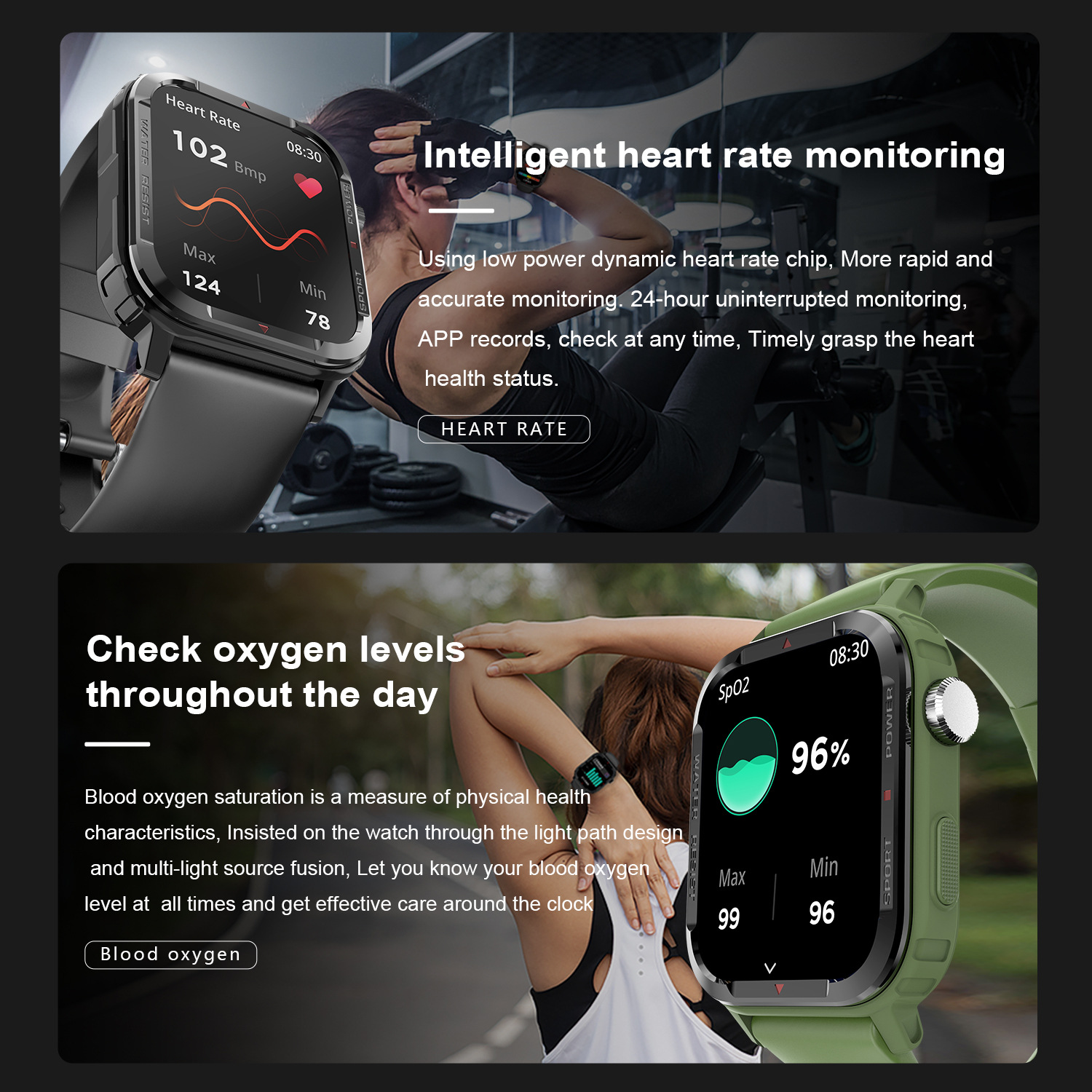 G96 Smartwatch-Armband, echte Herzfrequenz, Blutsauerstoffgehalt_voghion.com