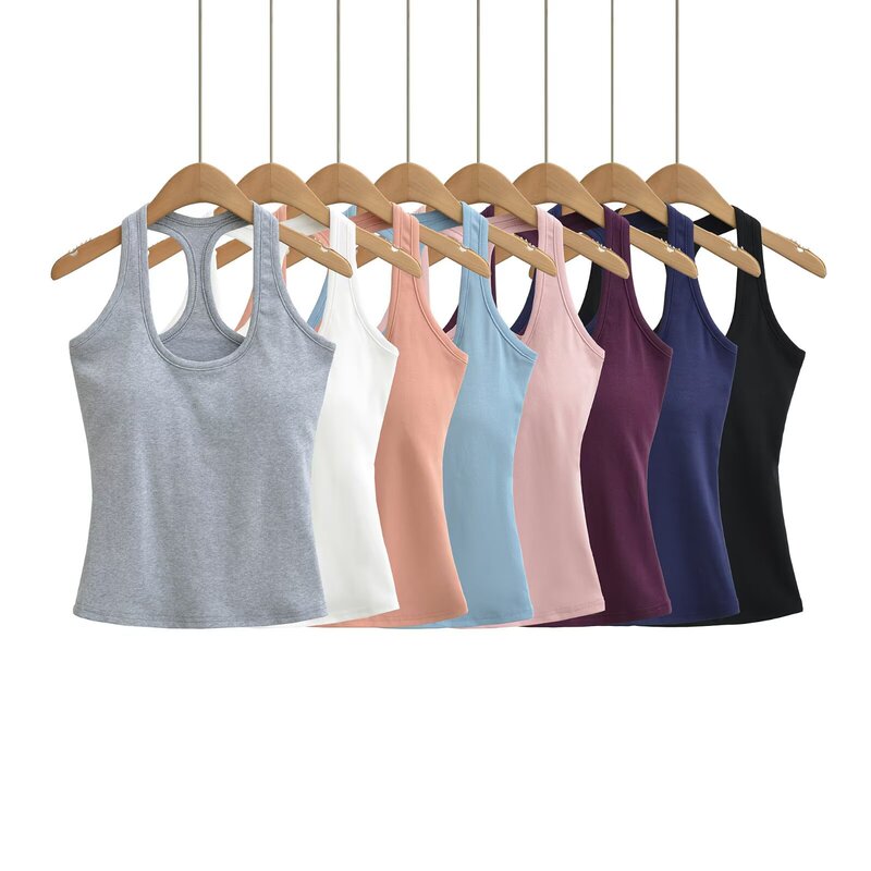 Hot Girl Style Racerback Padded Tank Top with Low Neckline and Narrow Shoulder Design, No Need to Wear a Bra, Slim Fit, Backless, Sleeveless Top Hot Girl Style Racerback Padded Tank Top with Low Neckline and Narrow Shoulder Design, No Need to Wear a Bra, Slim Fit, Backless, Sleeveless Top