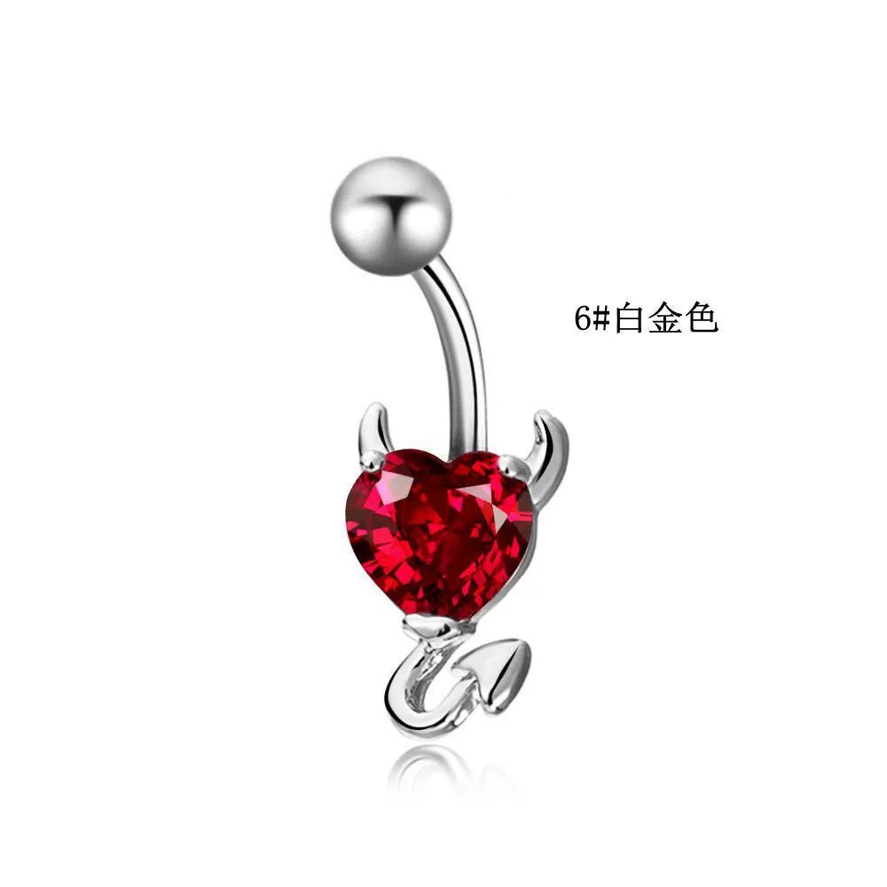 Пупочная подвеска (Emperor Jewelry) 316L нержавеющая сталь, сердечко и бант CZ, 16×1.0 мм