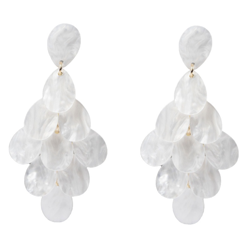 European and American fashion earrings autumn and winter exaggerated personality water drop acrylic acetate hand-stitching earrings holiday style earrings