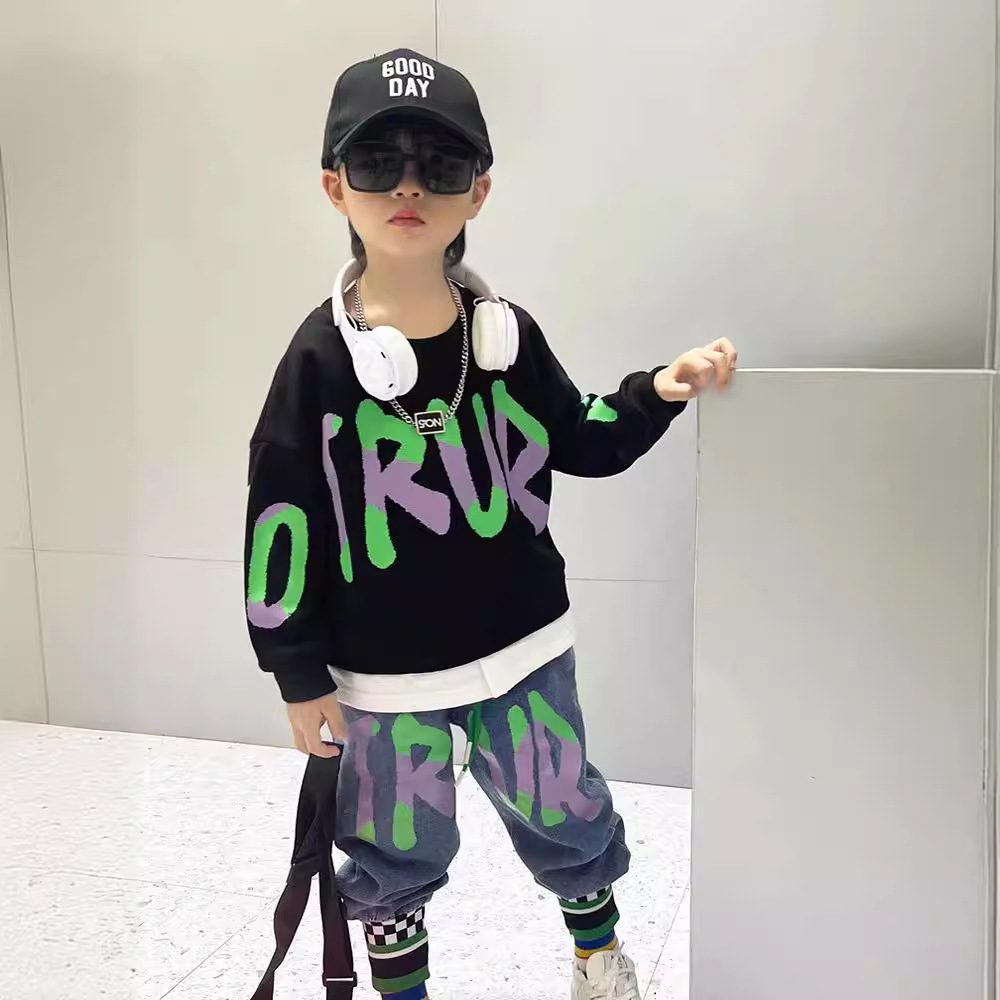 Conjunto de sudadera con capucha y pantalones niño azul klein_voghion.com