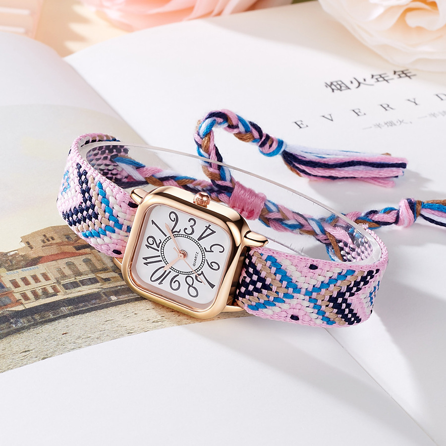 New Women's Watch Live Broadcast New Women's Watch Woven Strap Temperament Quartz Watch Fashion Cross-Border Wholesale