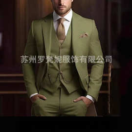 新款欧美外贸亚马逊跨境男士西装三件套宴会西服男士套装西装礼服