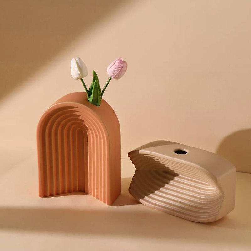 Nordic ins estilo geométrico creativo florero de cerámica decoración Nordic simple sala de estar comedor Mesa decoración florero de flores secas