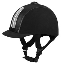 马术头盔男女通用马术用品黑色纤绒面安全防护骑士骑马装备半盔