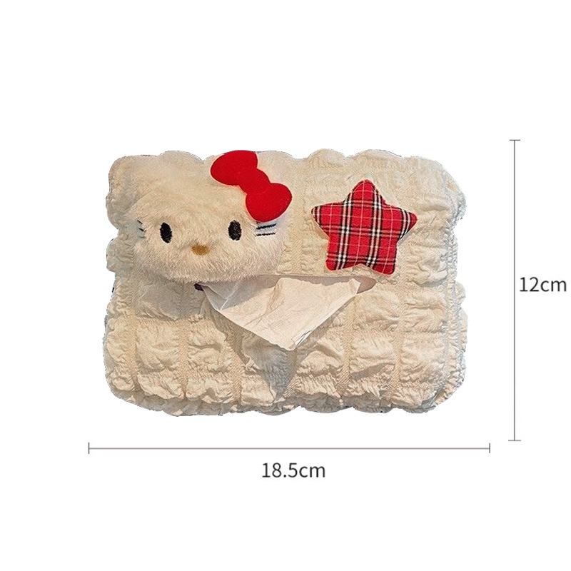 Nuevo lindo Kitty caja de toallas de automóvil asiento de automóvil bolsa de extracción de papel para automóvil colgante cubierta femenina super suave puff