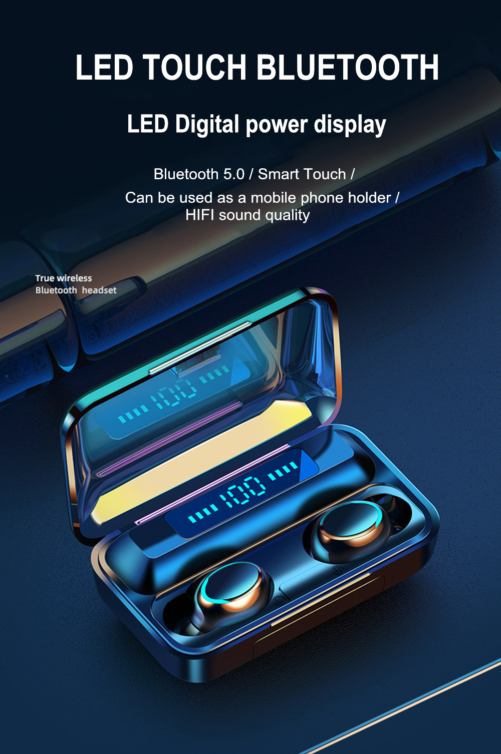 M10F9TWS Mini 5.0 Touch véritable casque Bluetooth sans fil affichage numérique deux dans l'oreille étanche_voghion.com
