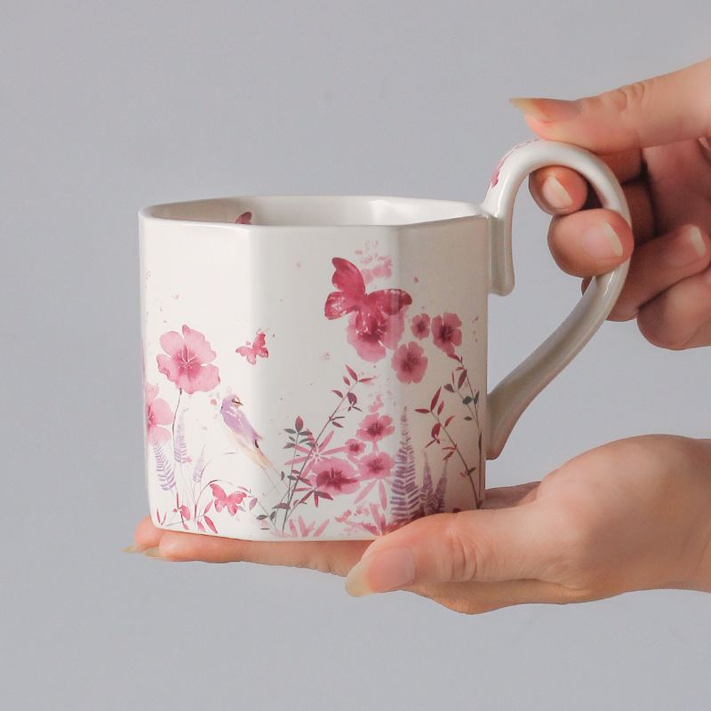 Taza de café de cerámica de alto valor de estilo pastoral para regalo de boda de cumpleaños para amigos, tetera de la tarde