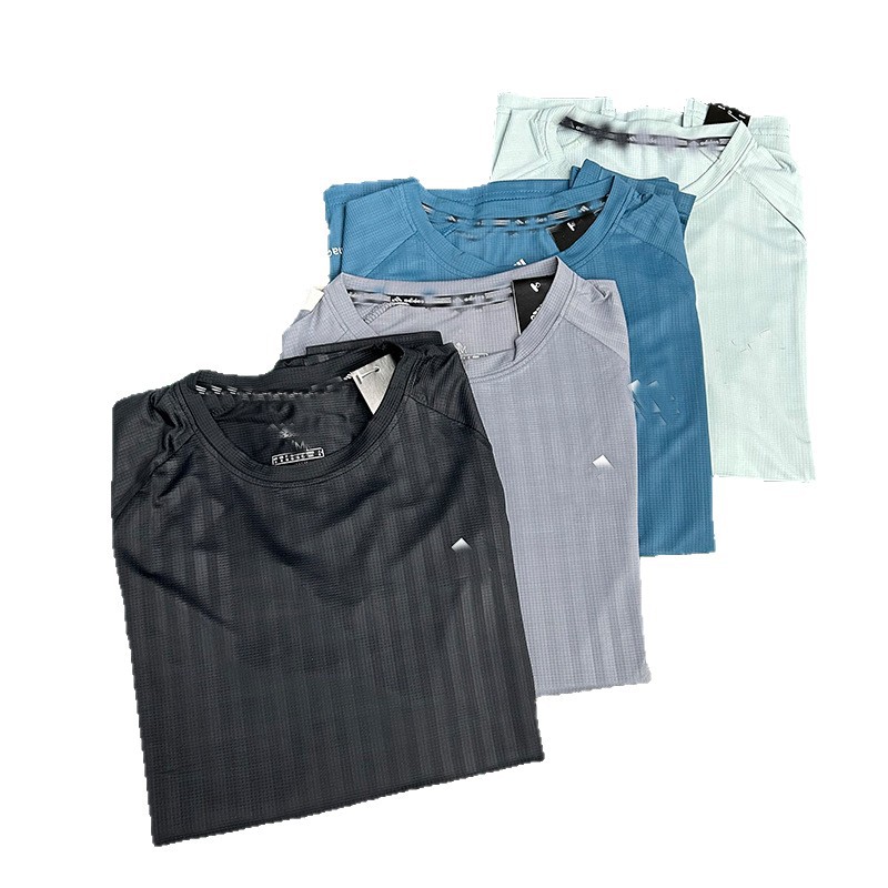 Comercio exterior nuevo deporte correr entrenamiento de acondicionamiento físico hielo elástico rápido secado atletismo hombre camiseta deportiva de manga larga camiseta