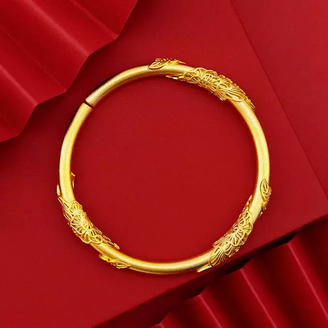 沙金繁花似锦手镯满天星开口手环百福古法心经闭口款竹节推拉镯子