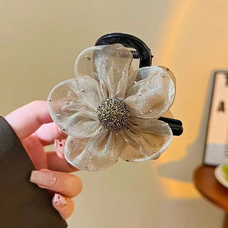 高级感鲨鱼夹网红爆款太阳花抓夹女气质半扎发花朵发夹后脑勺盘发|undefined