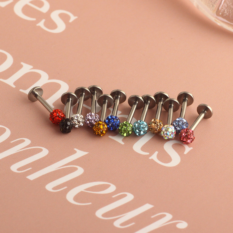 G23 Titanium Lip Stud 8mm Ball Flat Bottom Rod Earrings Body Piercing Jewelry detail image 8
