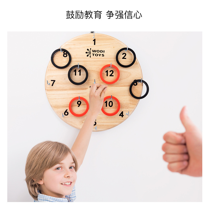Educación temprana niños y niñas adultos inteligencia desarrollo acumulación anillo de tiro madera Dart juego ventas directas de la fábrica