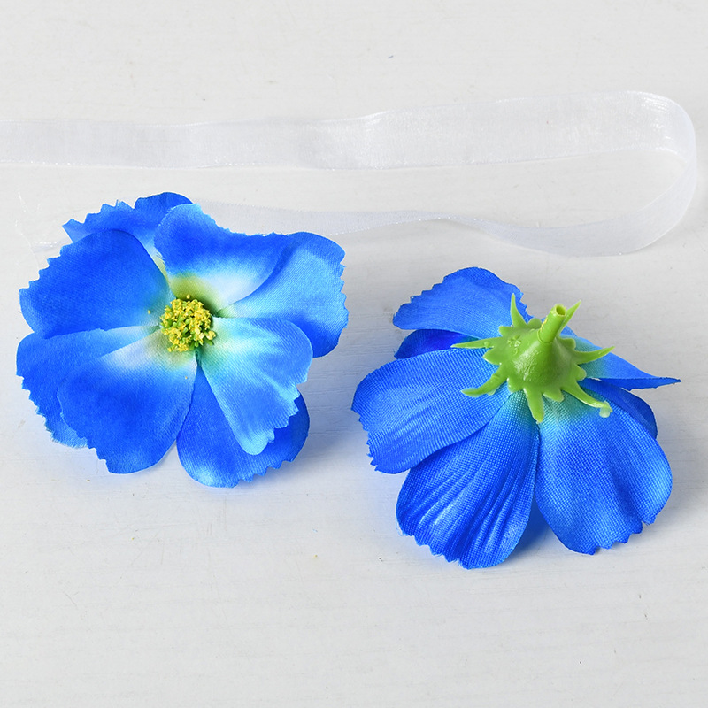 Simulación de flores azules DIY accesorios de cabeza de flores material de boda flor de flor flor flor de flor flor flor de pecho de flor de cabeza pared en el viento