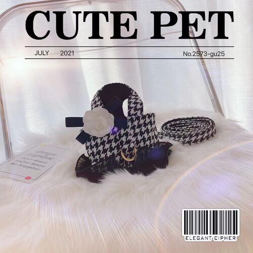 Pet dog and cat clothes small fragrant houndstooth traction clothing Teddy Bichon outdoor vest style dog walking leash
