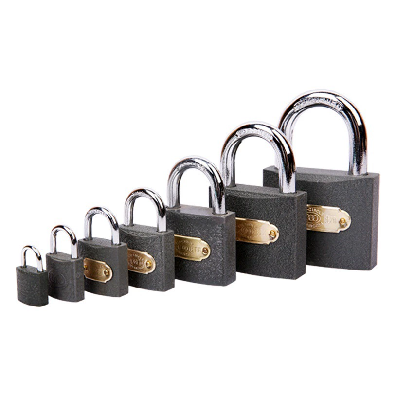 Железный навесной замок с тремя кольцами, утолщенный навесной замок с черным медным сердечником, навесной замок для домашней двери, шкафа, противоугонный замок для студенческого общежития