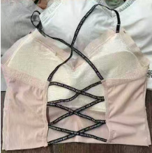 2099 # verano letras cruzadas de seda de hielo belleza de espalda chaleco envuelto en el pecho sin mangas fondo corto