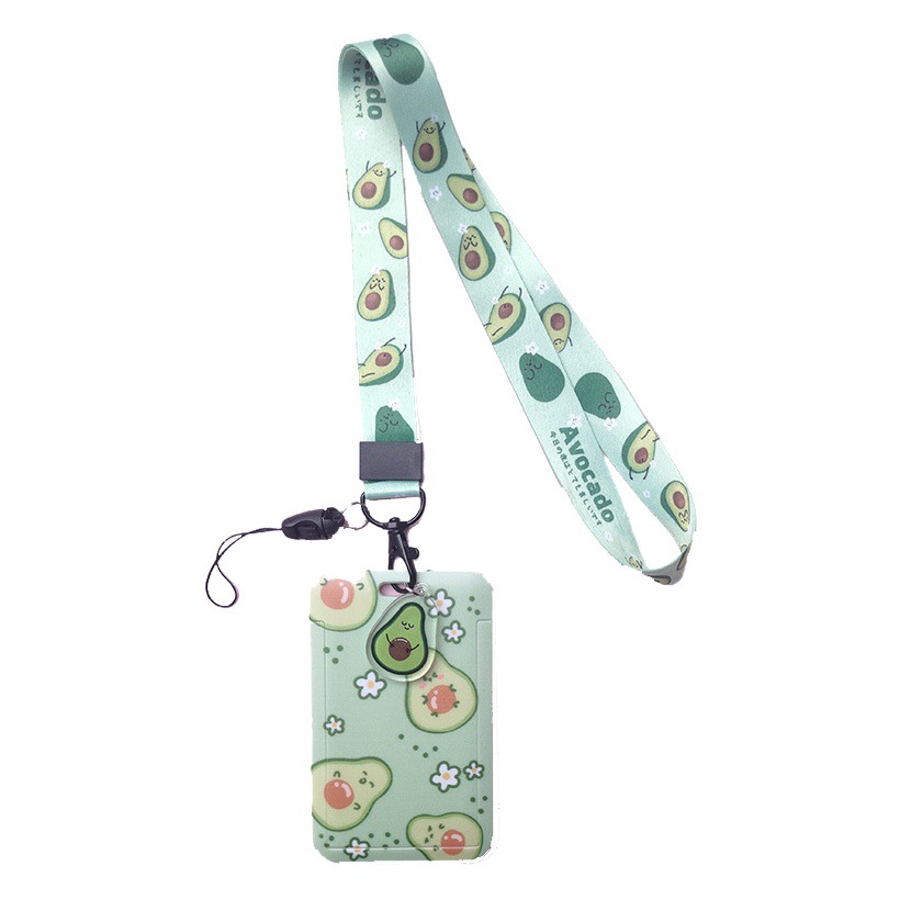 Corea del Sur papelería dibujos animados melocotón fruta titular de la tarjeta estudiante Tarjeta de la escuela autobús Certificado de tarjeta bancaria conjunto con cordón llavero