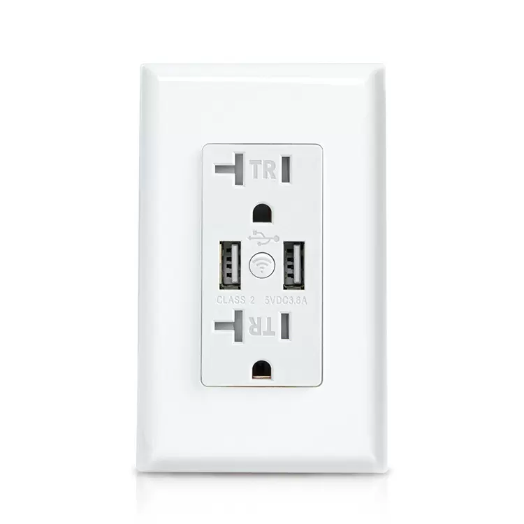 美标双USB涂鸦tuya 墙壁插座 ETL认证20A 125V USB智能WIFI 插座