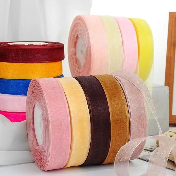 2cm Snow Gauze Ribbon Rose DIY Material Bow Hair Accessory Hat Packaging Ribbon Wholesale Handmade