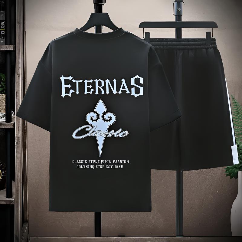 Kurzarm-T-Shirts aus Eisseide für Jungen, stylische Sommerkleidung, lässiges Sportbekleidungsset für Schüler der Mittel- und Oberstufe, Teenager_voghion.com